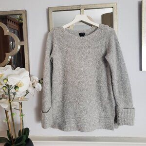 CLUB MONACO Matalin Alpaca Wool Wide Scoop Neck Grey Chunky Sweater Tunic Medium